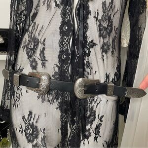 double buckle leather belt
